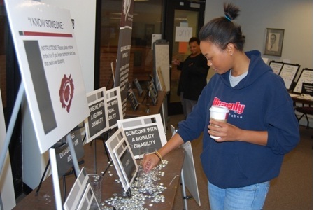 A Bucks student checking out one of the exhibits at the event.