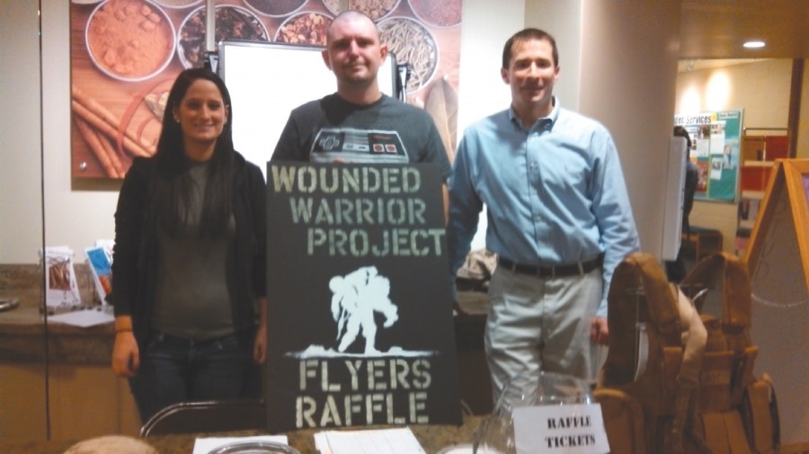 From Left to Right: President of the Veterans Club Megan Gold, Robert Talbot, and Director of Student Life Matt Cipriano