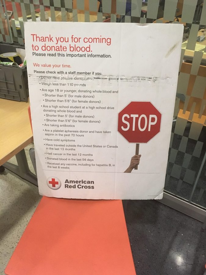 A+sign+at+the+Red+Cross+blood+drive.