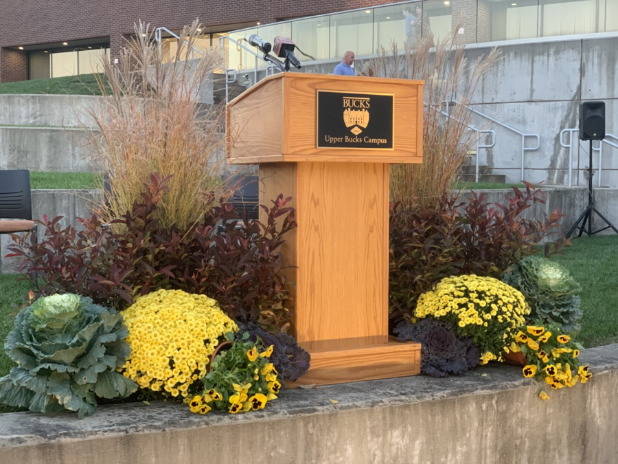 The sculpture unveiled at the Upper Bucks Campus, photo courtesy of Alyssa Moore