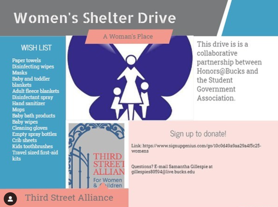 Honors at Bucks Holding Women’s Shelter Drive